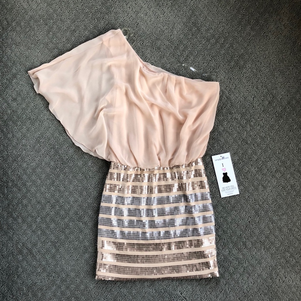 One Shoulder, Short, Formal, Party, Sequin Dress